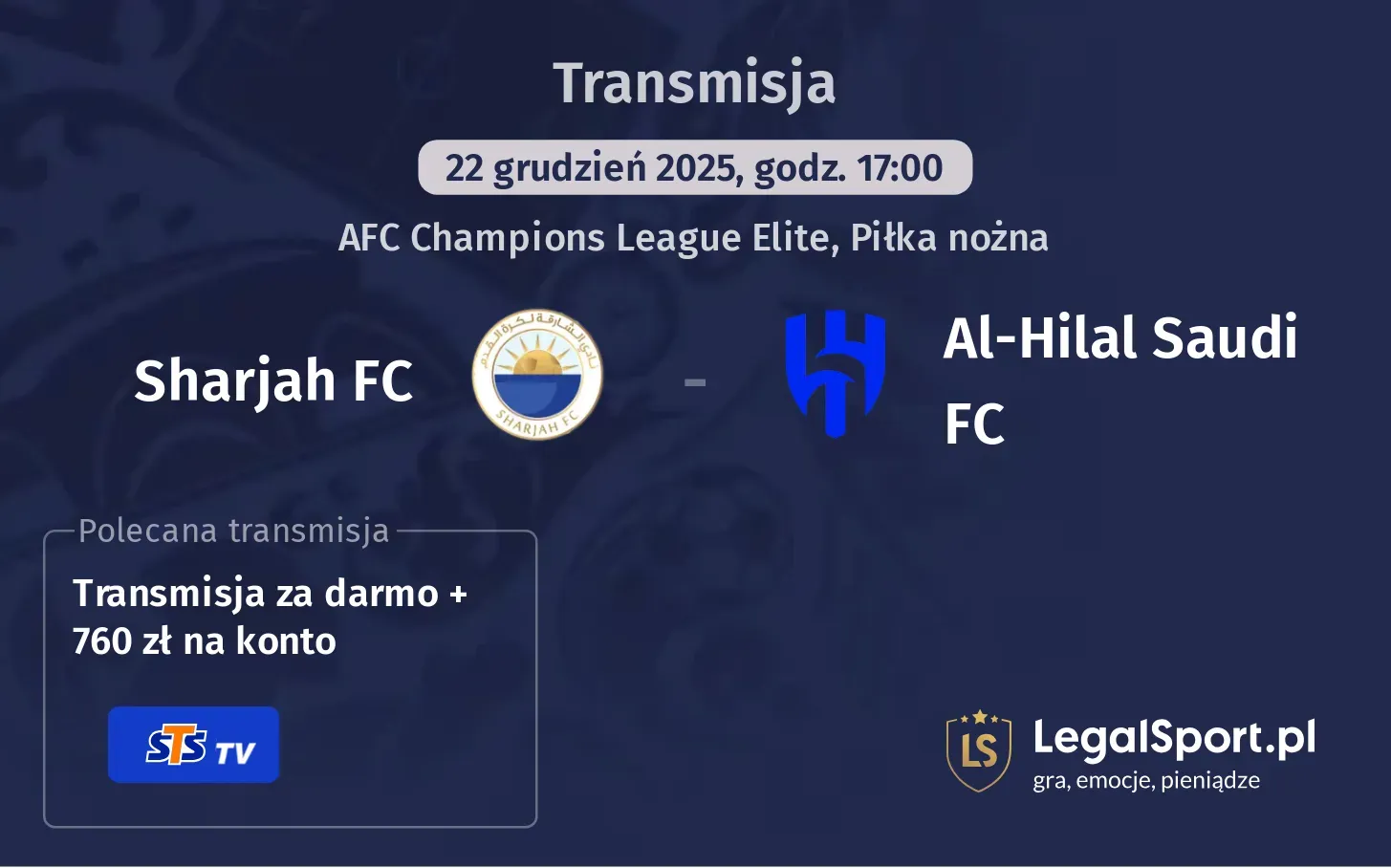 Sharjah FC - Al-Hilal Saudi FC Transmisje