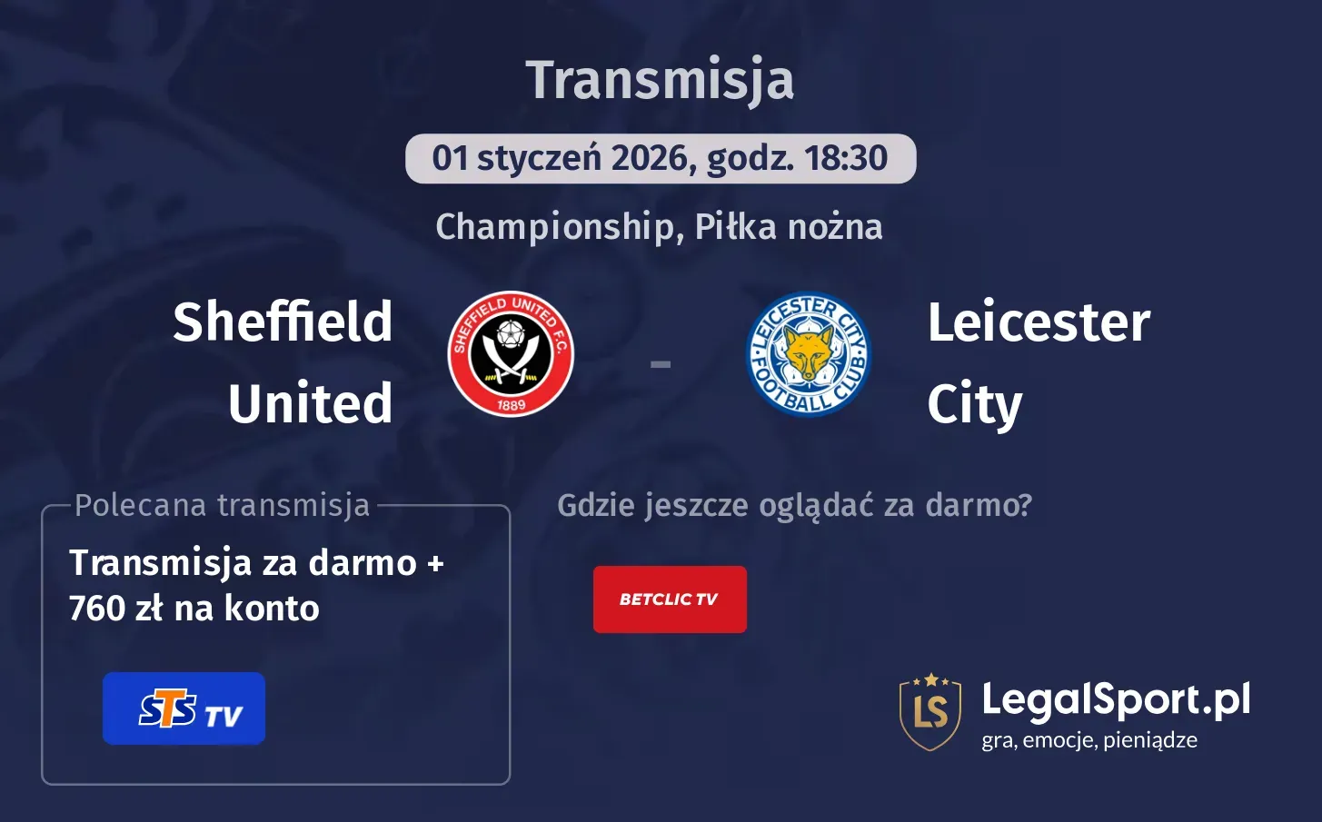Sheffield United - Leicester City Transmisje
