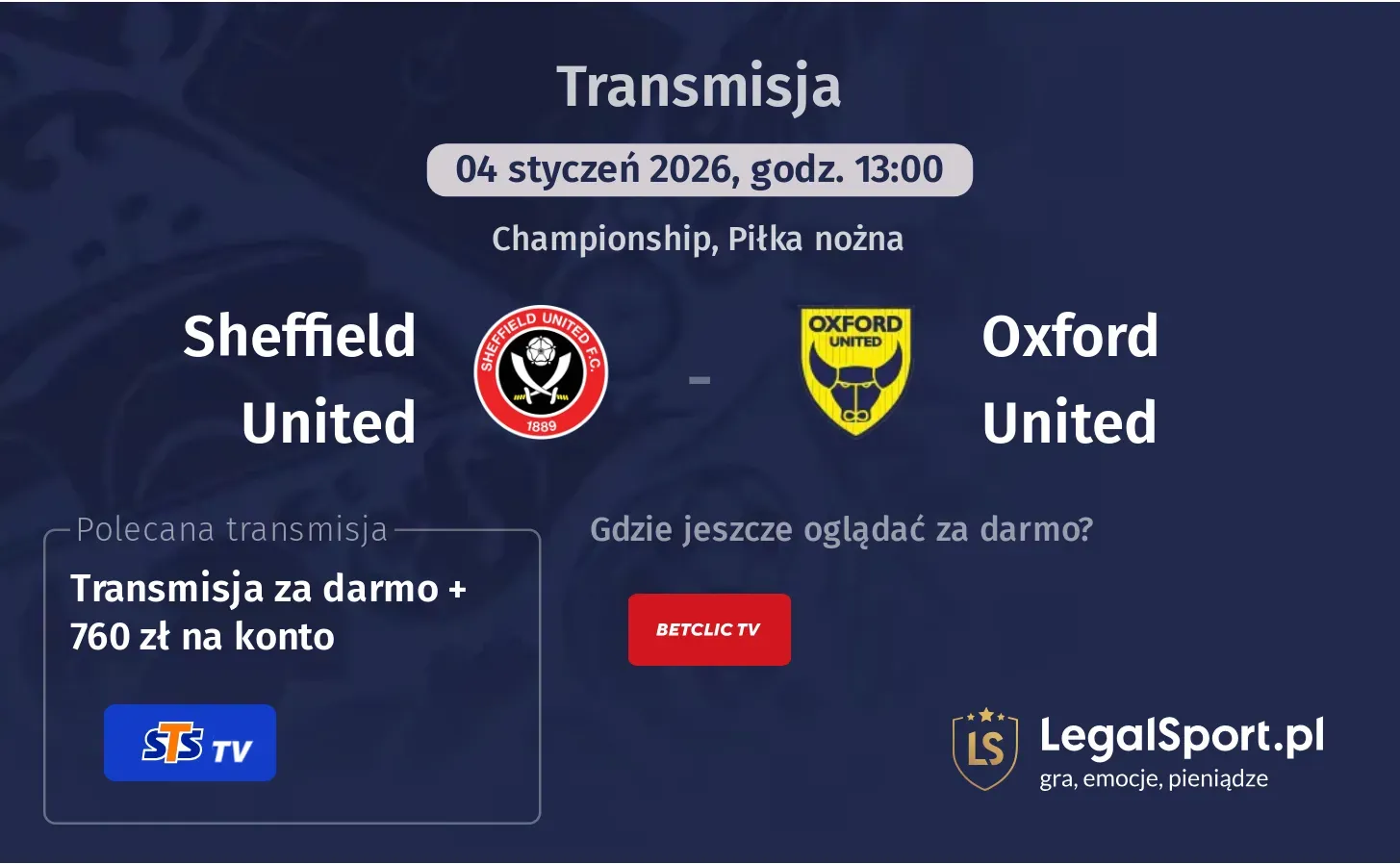 Sheffield United - Oxford United Transmisje
