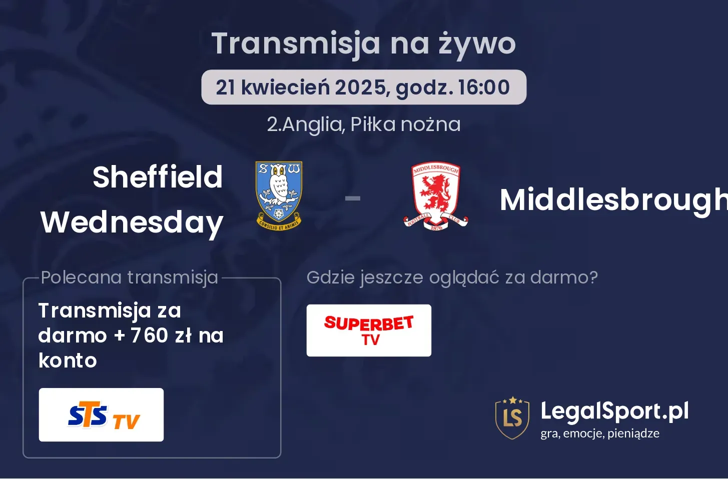 Sheffield Wednesday - Middlesbrough gdzie oglądać?