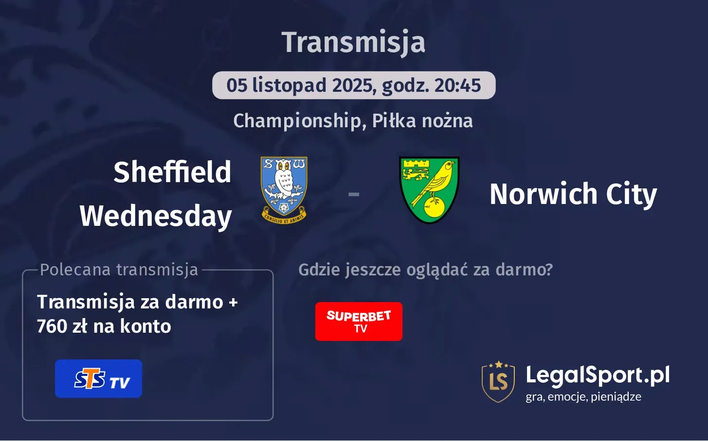 Sheffield Wednesday - Norwich City Transmisje