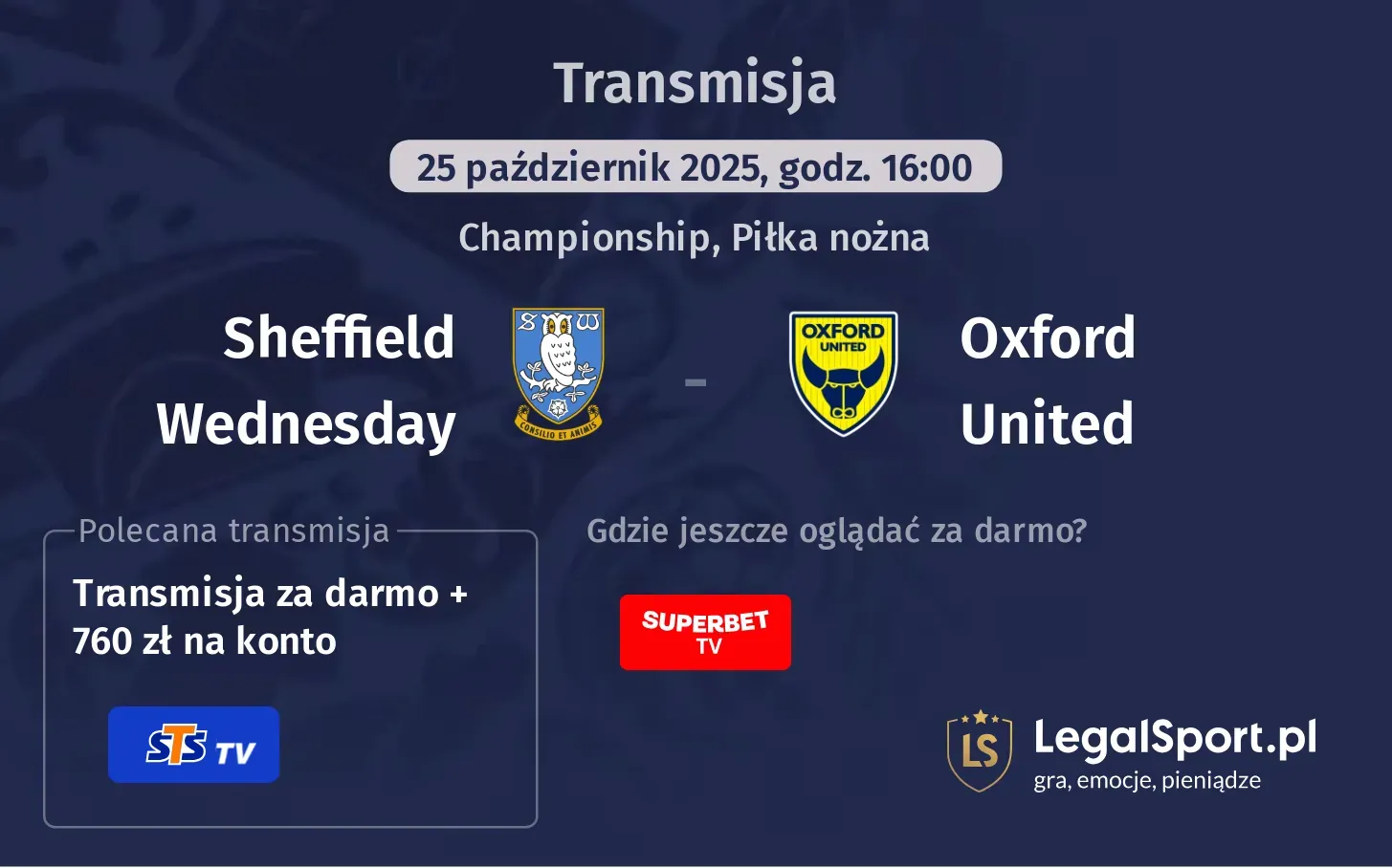 Sheffield Wednesday - Oxford United gdzie oglądać?
