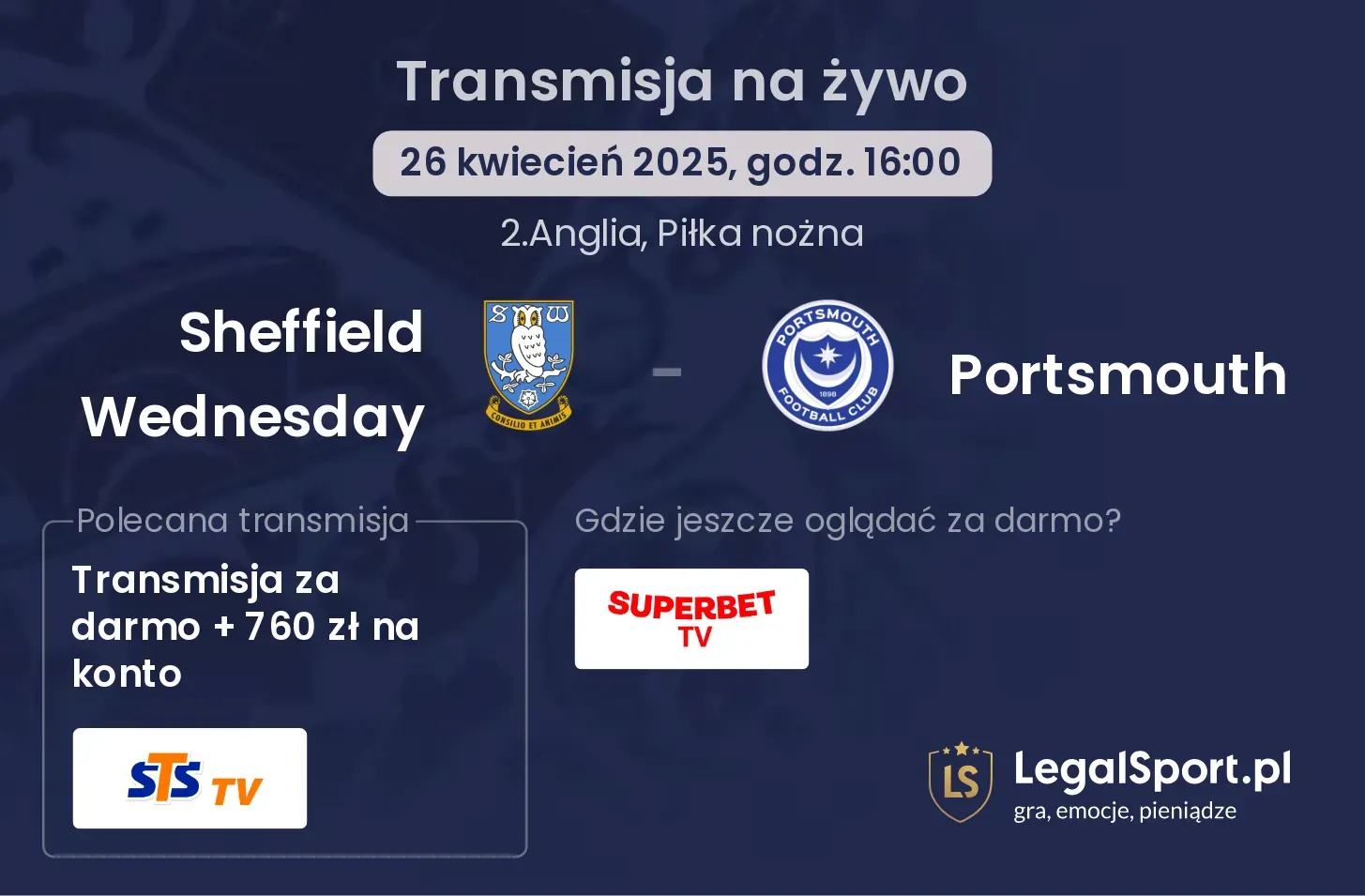 Sheffield Wednesday - Portsmouth gdzie oglądać?