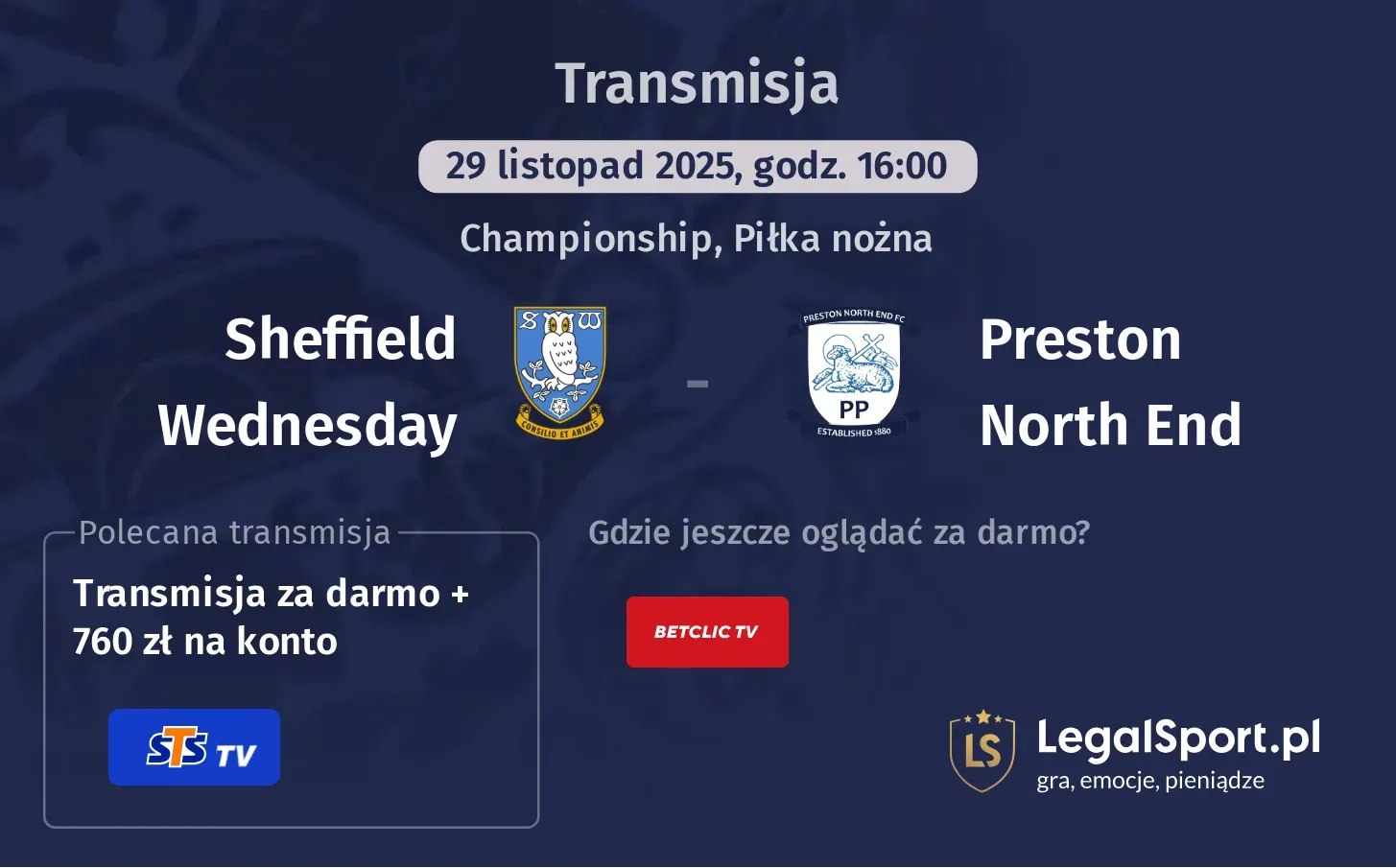 Sheffield Wednesday - Preston North End Transmisje