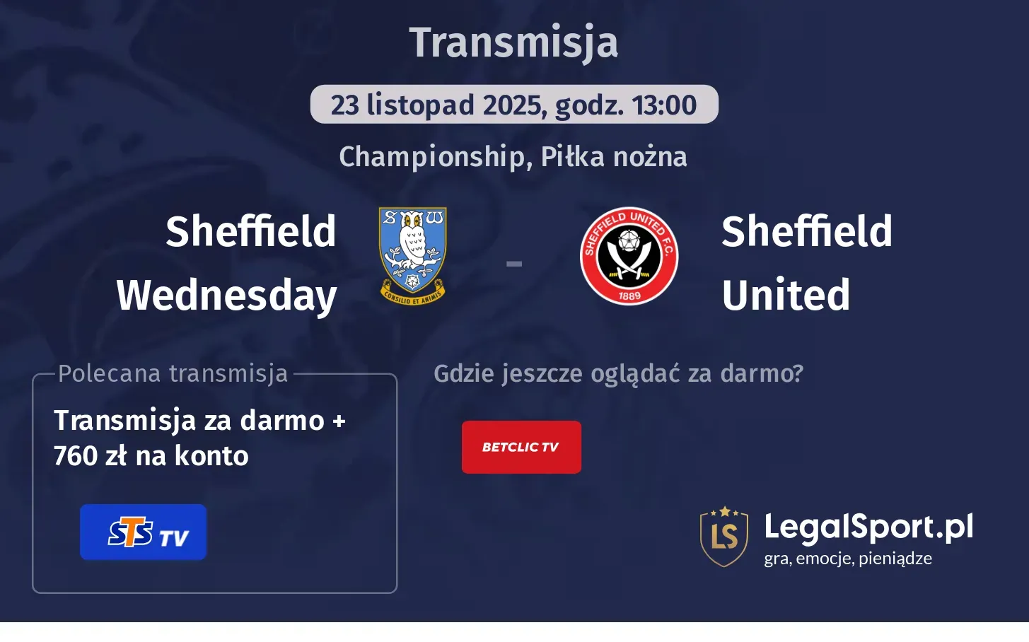 Sheffield Wednesday - Sheffield United Transmisje