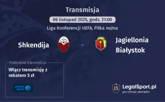 Shkendija - Jagiellonia Białystok gdzie oglądać? (06.11)