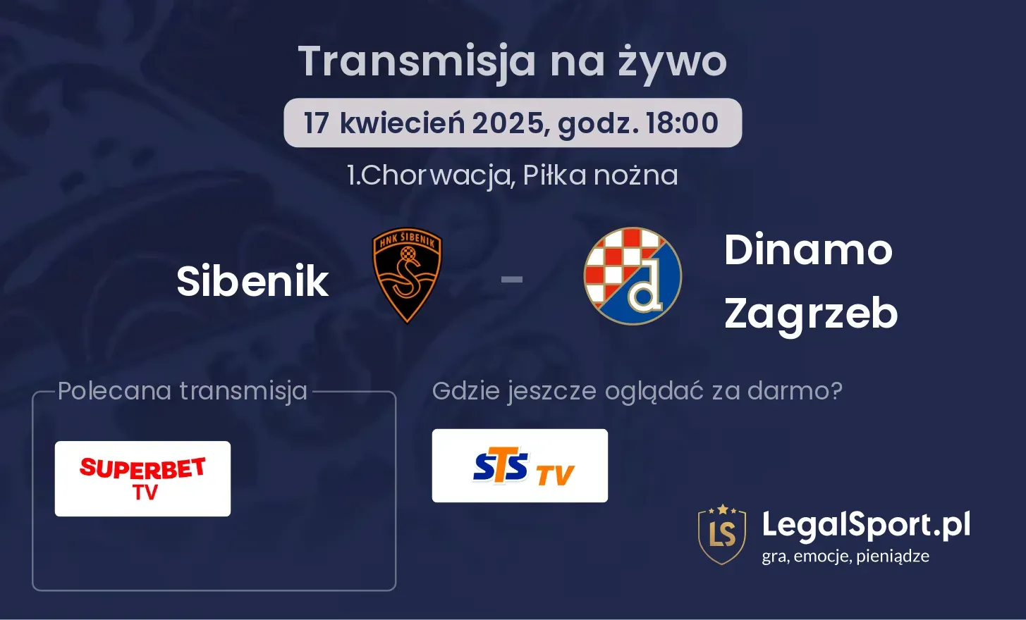 Sibenik - Dinamo Zagrzeb gdzie oglądać?