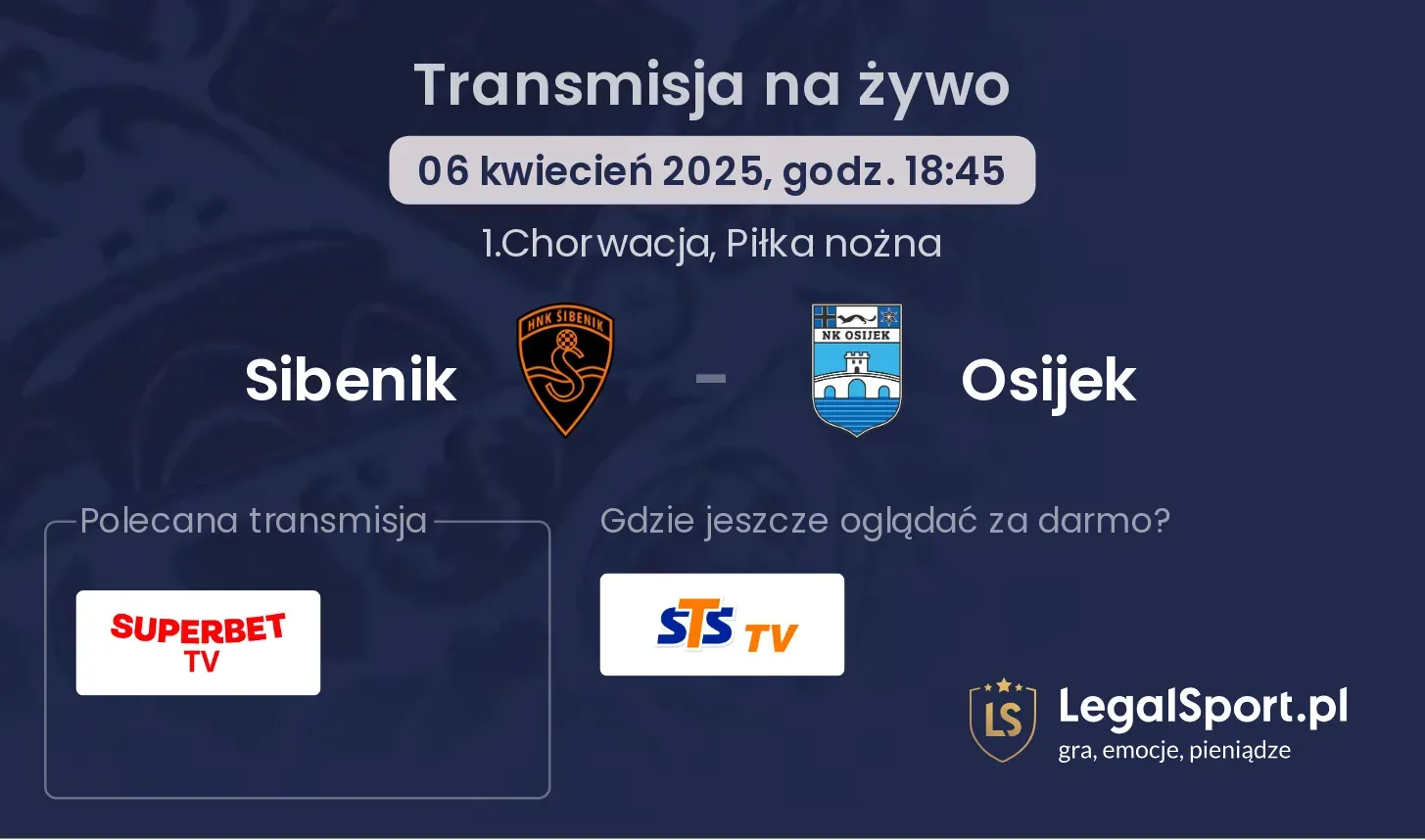 Sibenik - Osijek gdzie oglądać?