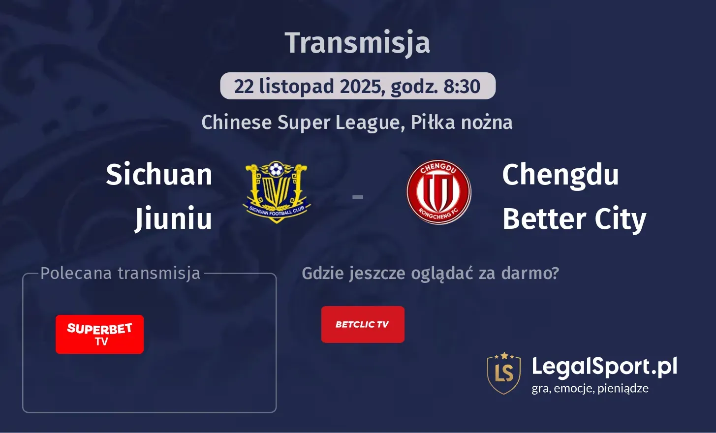 Sichuan Jiuniu - Chengdu Better City Transmisje