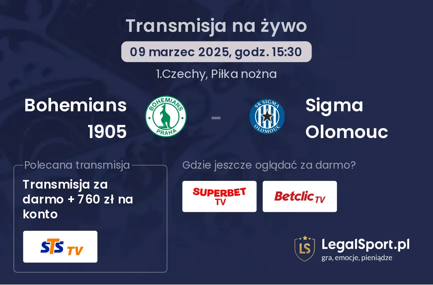 Bohemians 1905 - Sigma Olomouc gdzie oglądać?