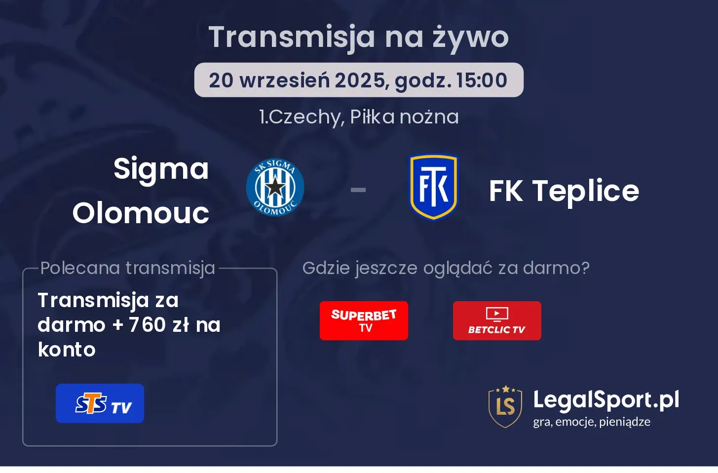 Sigma Olomouc - FK Teplice gdzie oglądać?