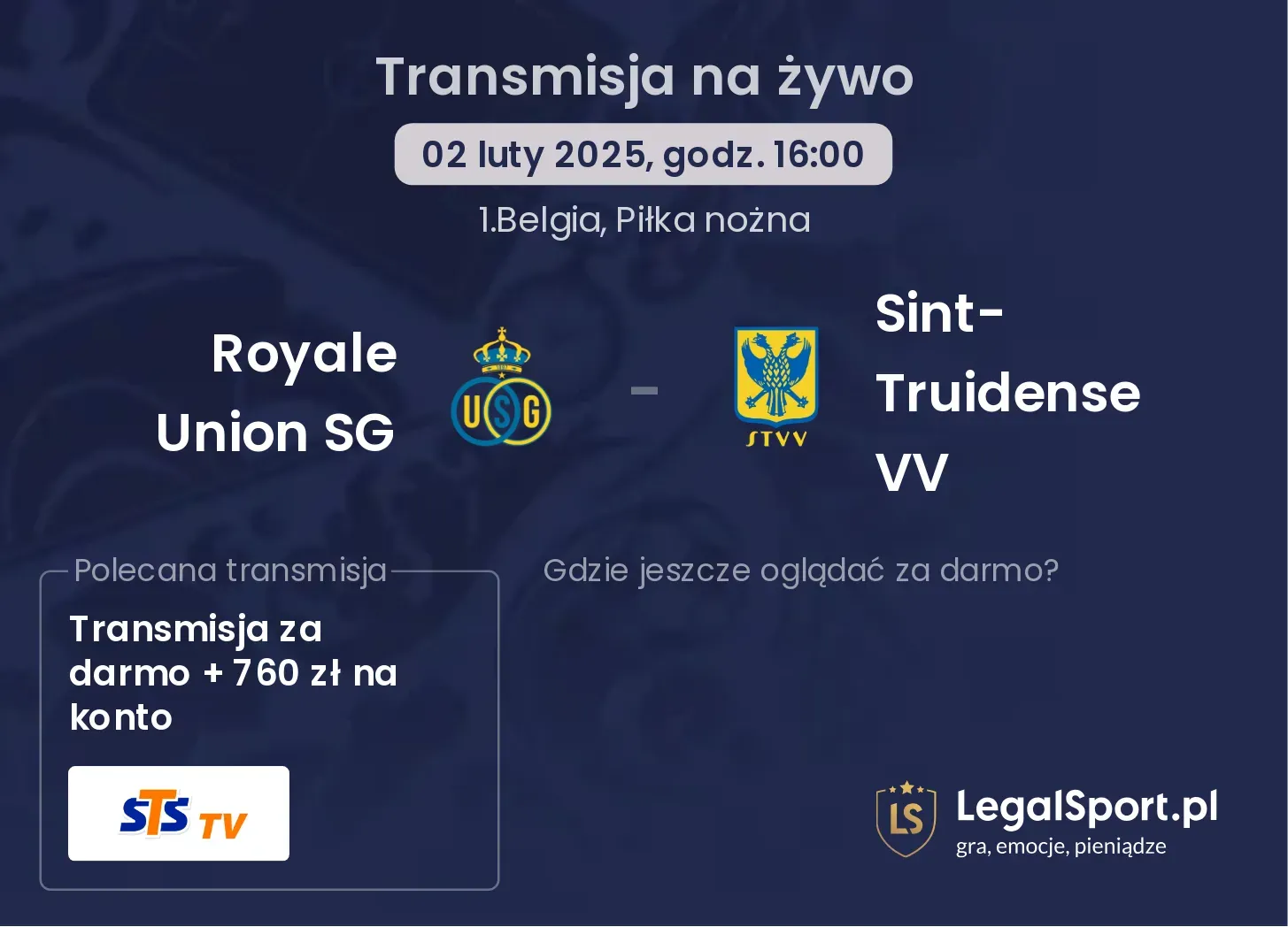 Royale Union SG - Sint-Truidense VV gdzie oglądać?