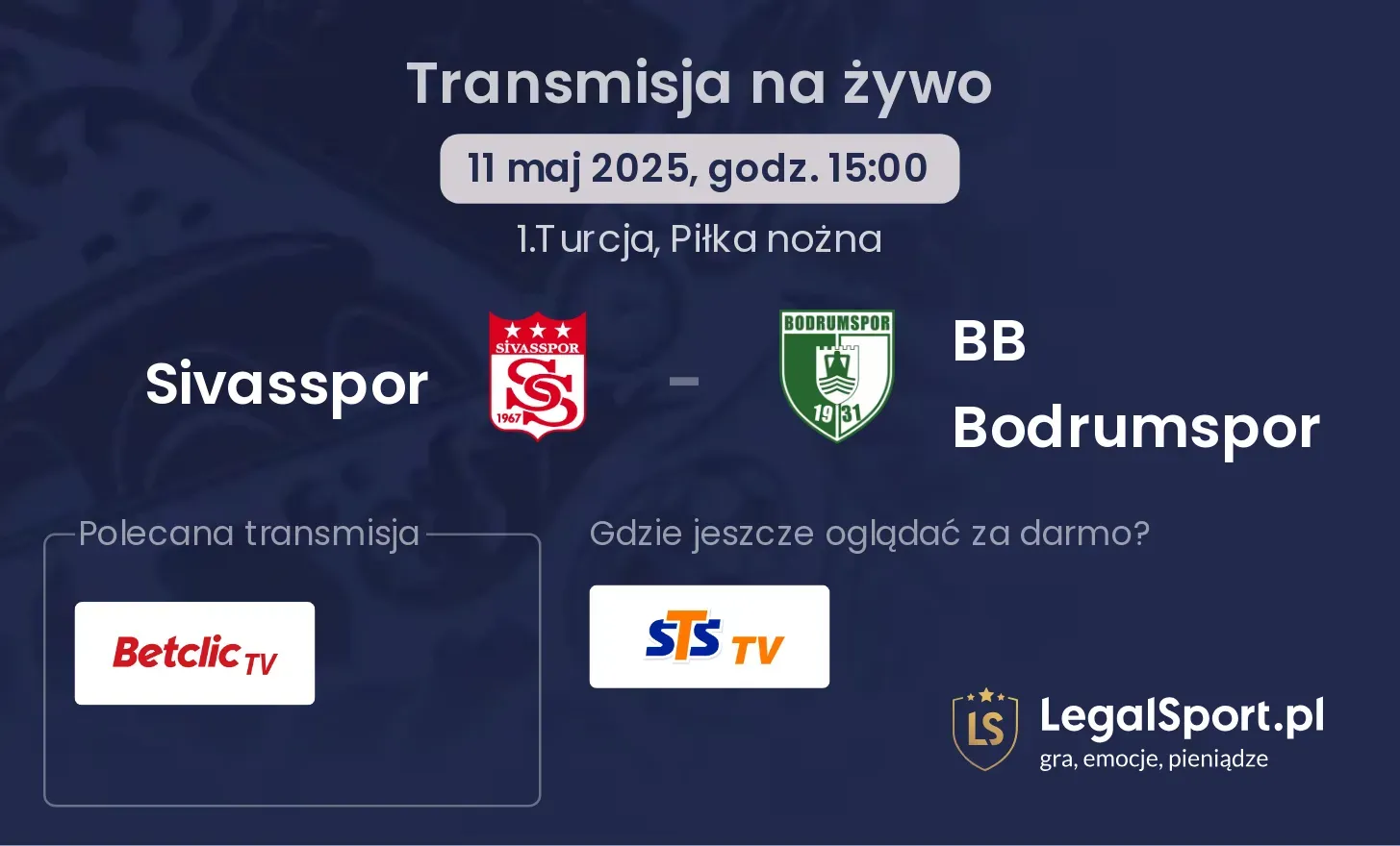 Sivasspor - BB Bodrumspor transmisja na żywo