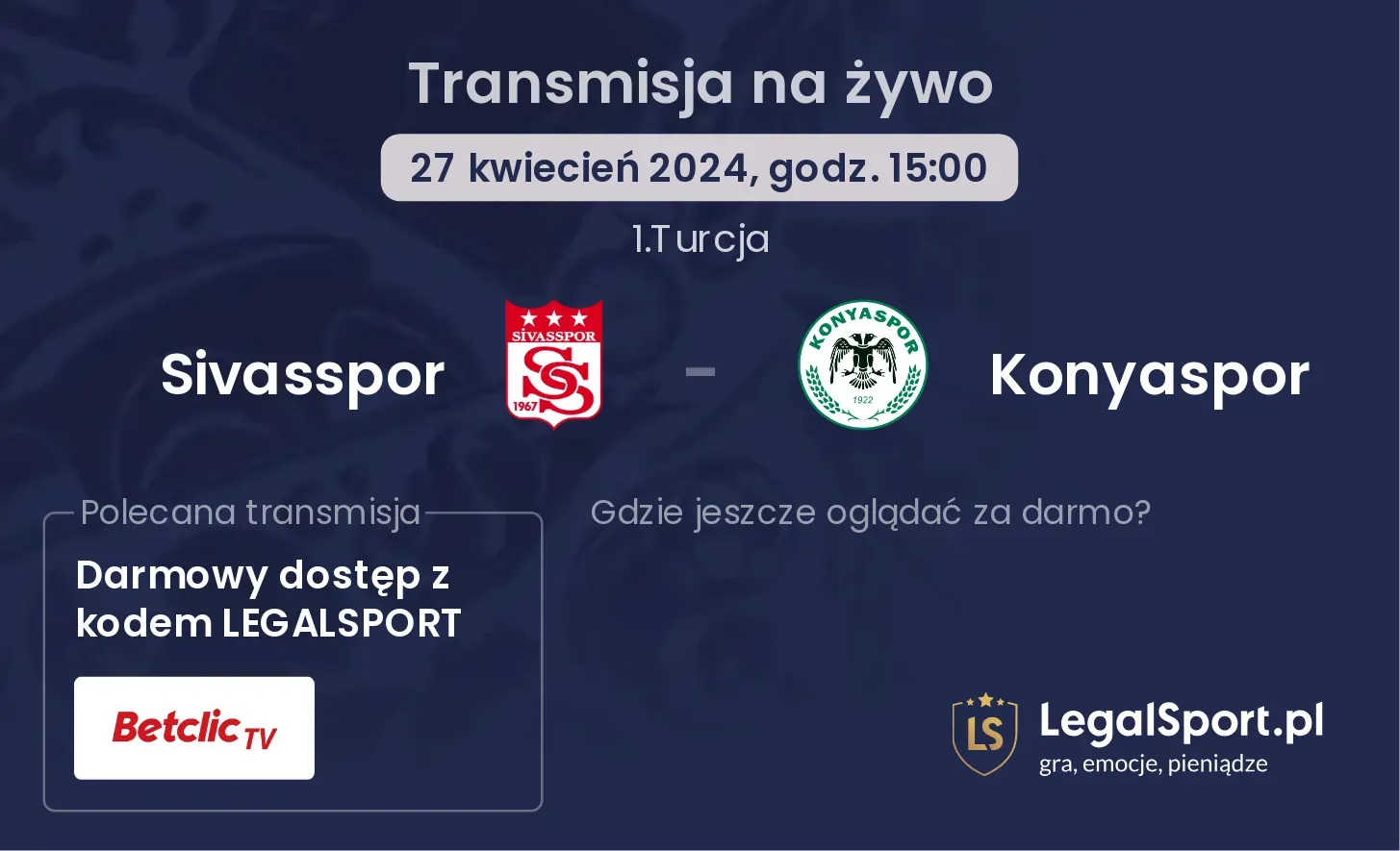 Sivasspor - Konyaspor transmisja na żywo