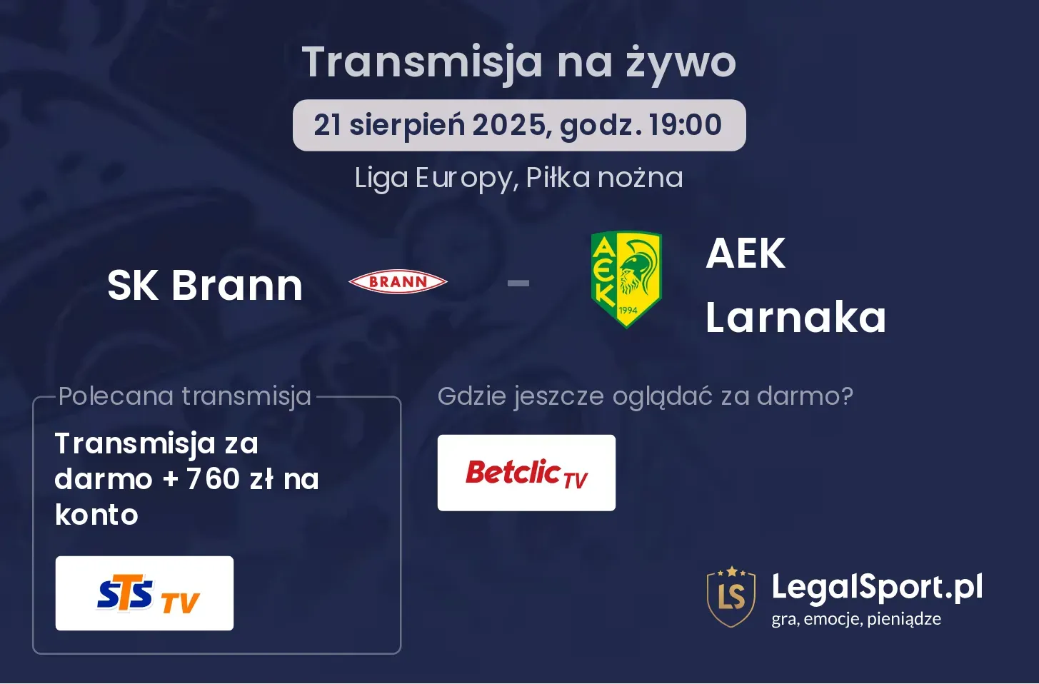 SK Brann - AEK Larnaka gdzie oglądać?