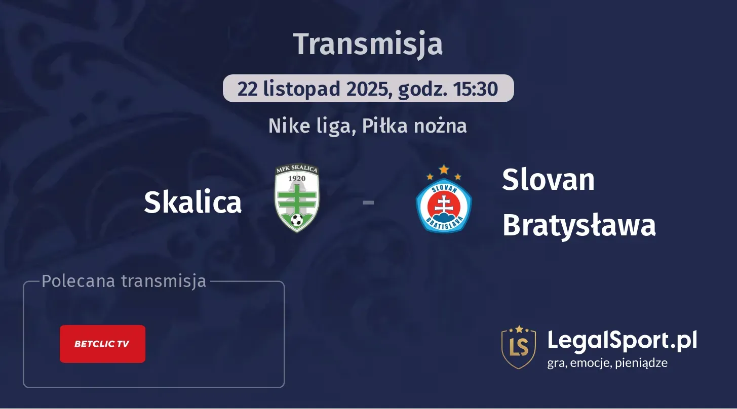 Skalica - Slovan Bratysława Transmisje