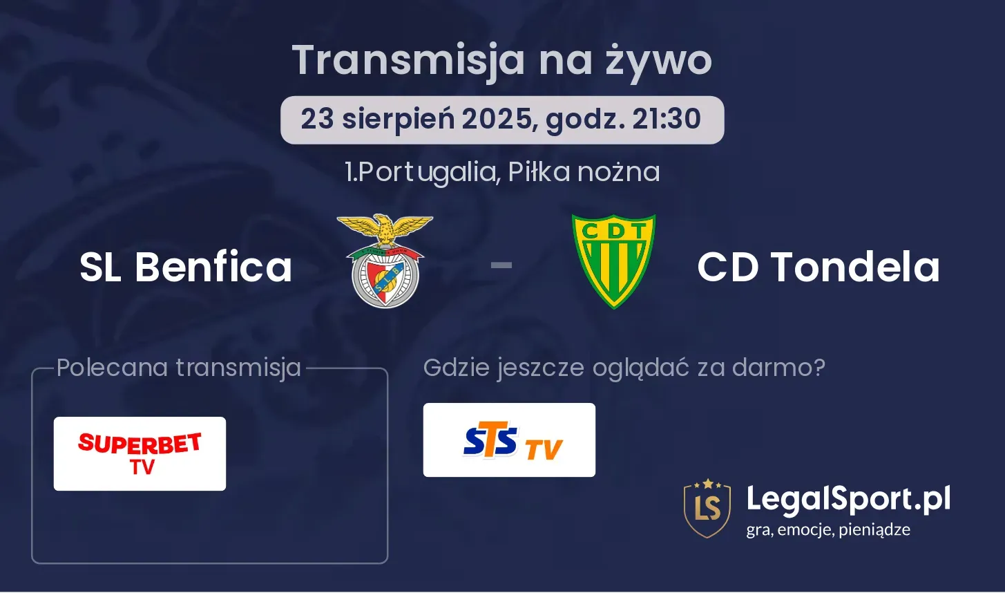 SL Benfica - CD Tondela gdzie oglądać?