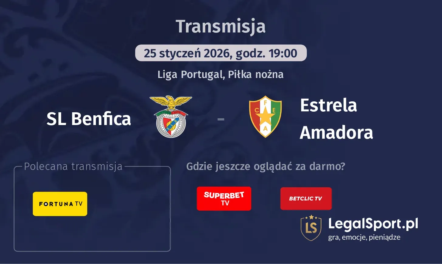 SL Benfica - Estrela Amadora Transmisje