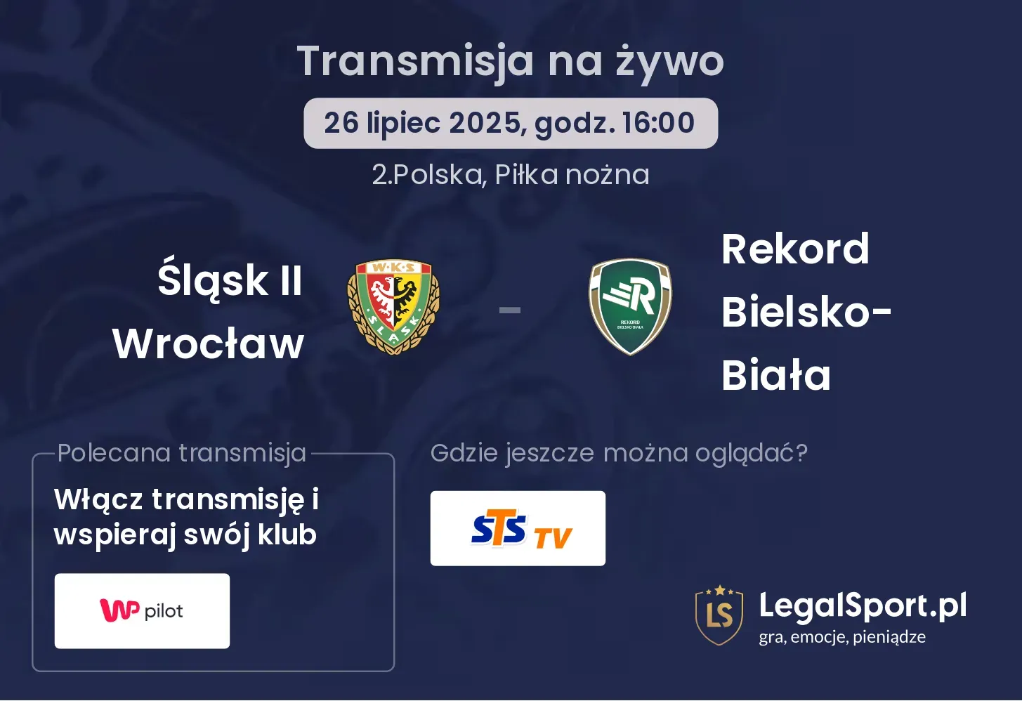 Śląsk II Wrocław - Rekord Bielsko-Biała transmisja na żywo