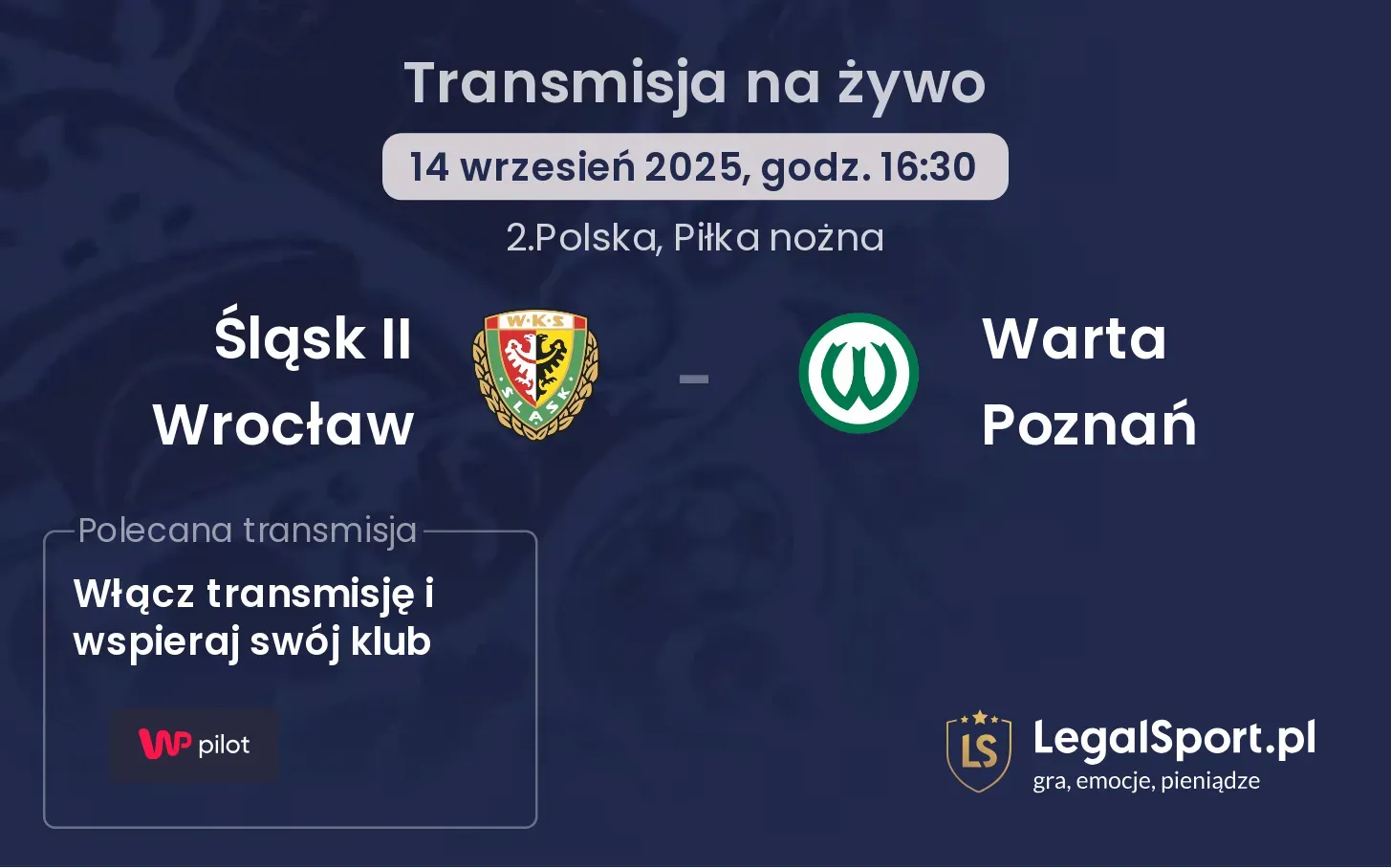 Śląsk II Wrocław - Warta Poznań transmisja na żywo