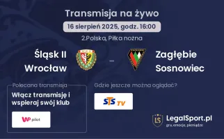 Śląsk II Wrocław - Zagłębie Sosnowiec gdzie oglądać?