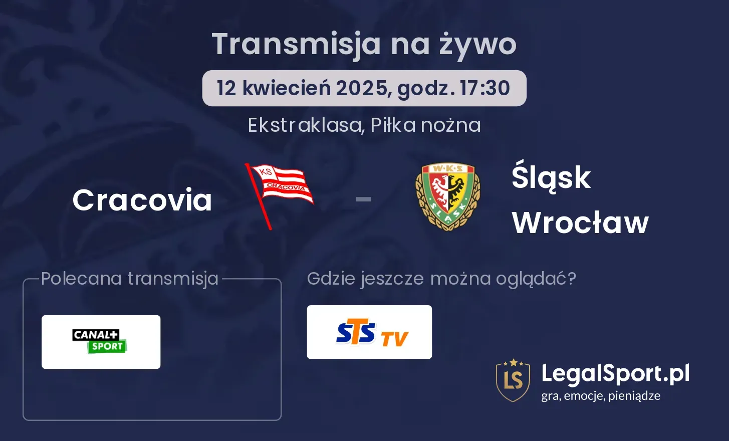 Cracovia - Śląsk Wrocław gdzie oglądać?