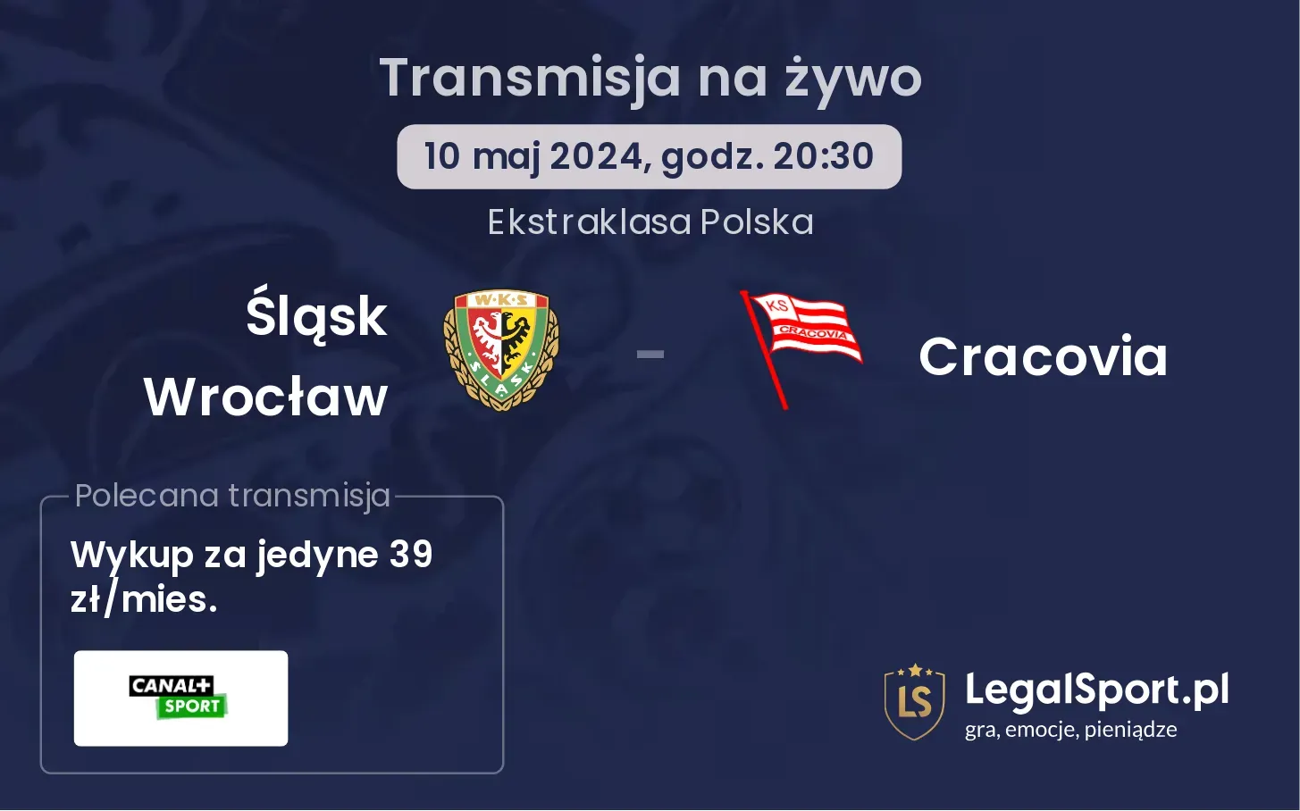 Śląsk Wrocław - Cracovia transmisja na żywo