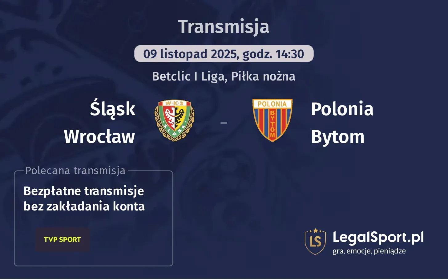 Śląsk Wrocław - Polonia Bytom Transmisje