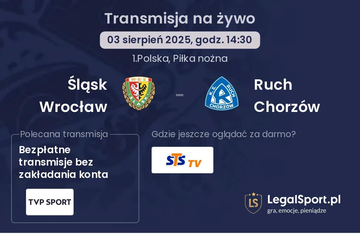 Śląsk Wrocław - Ruch Chorzów gdzie oglądać?