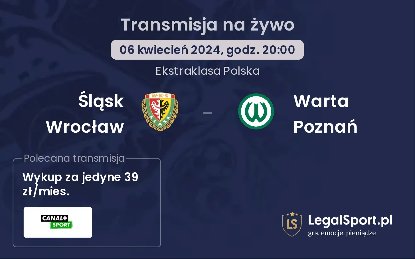 Śląsk Wrocław - Warta Poznań transmisja na żywo