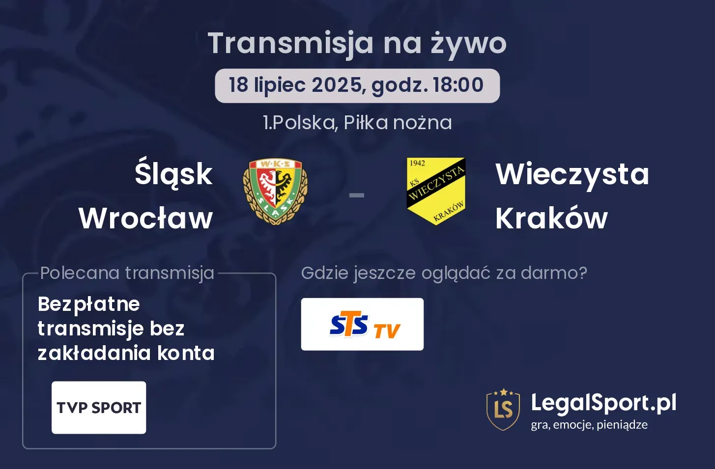 Śląsk Wrocław - Wieczysta Kraków gdzie oglądać?