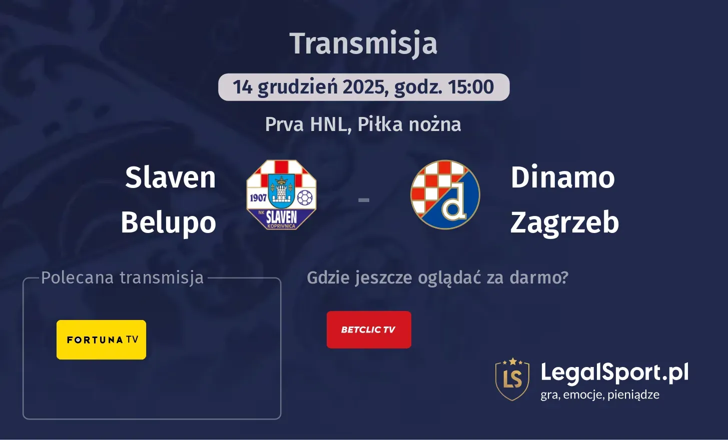 Slaven Belupo - Dinamo Zagrzeb Transmisje