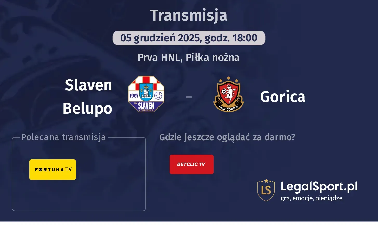 Slaven Belupo - Gorica Transmisje