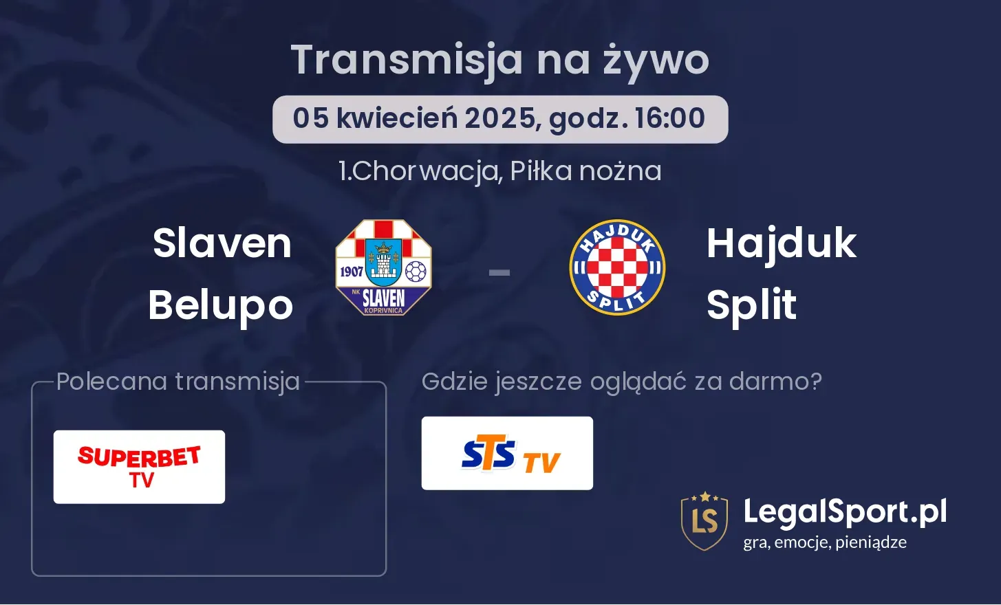 Slaven Belupo - Hajduk Split gdzie oglądać transmisję?