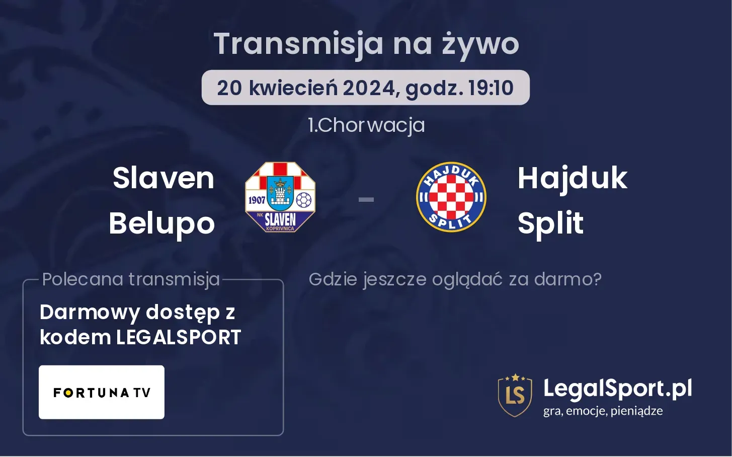 Slaven Belupo - Hajduk Split transmisja na żywo