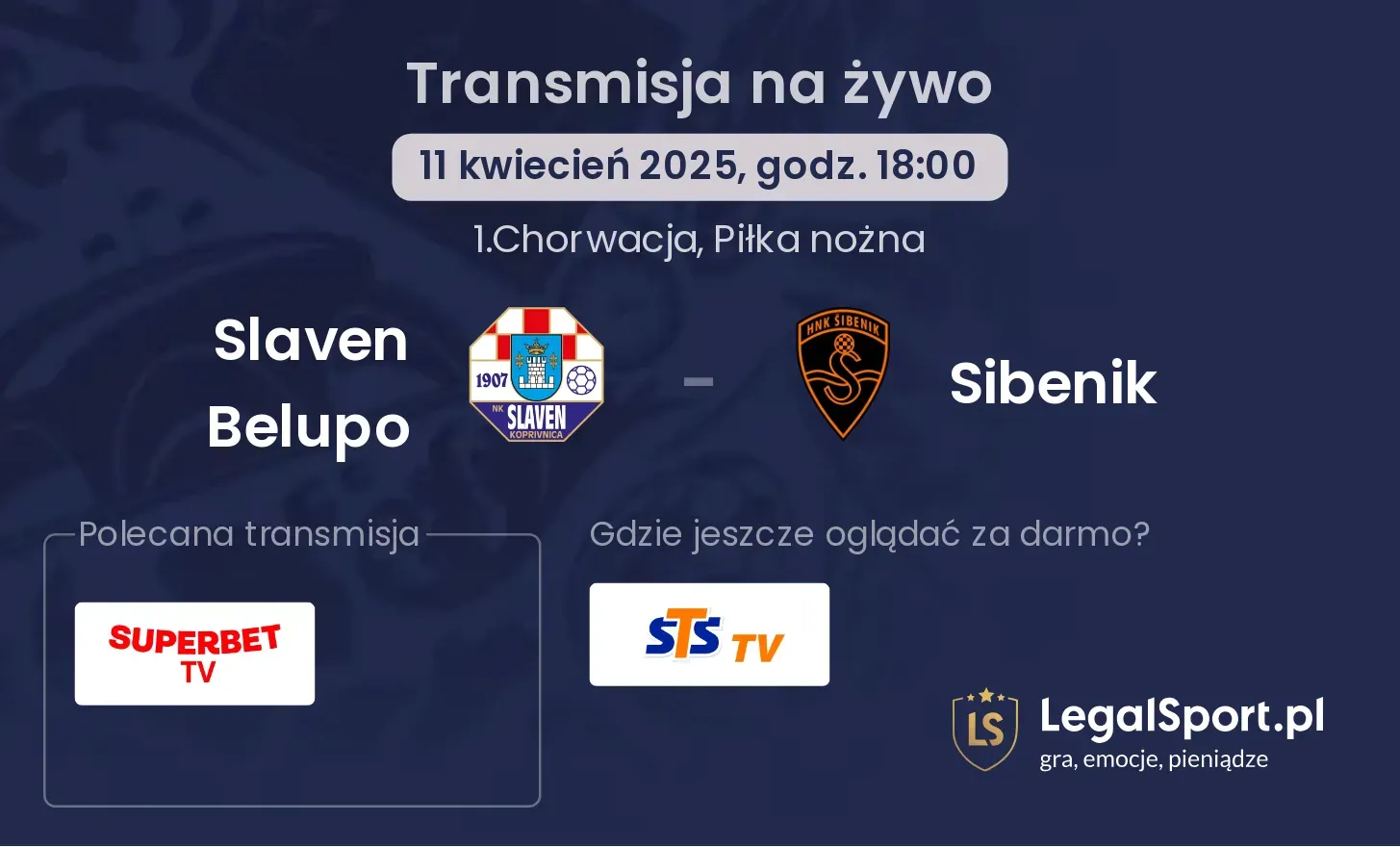 Slaven Belupo - Sibenik transmisja na żywo