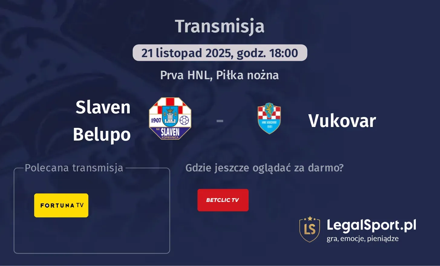 Slaven Belupo - Vukovar Transmisje