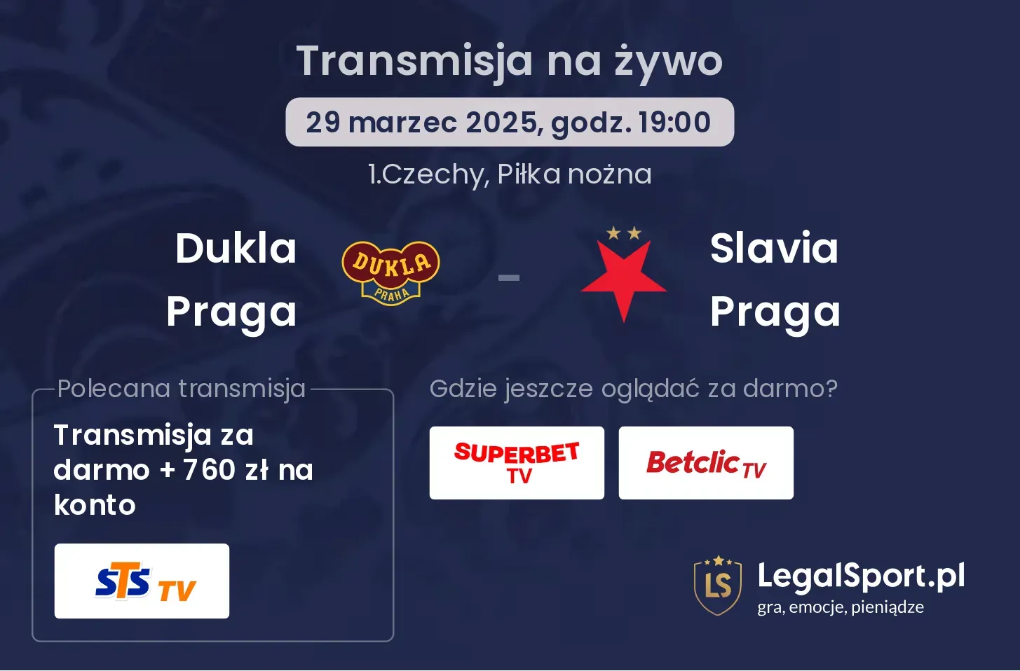 Dukla Praga - Slavia Praga gdzie oglądać?