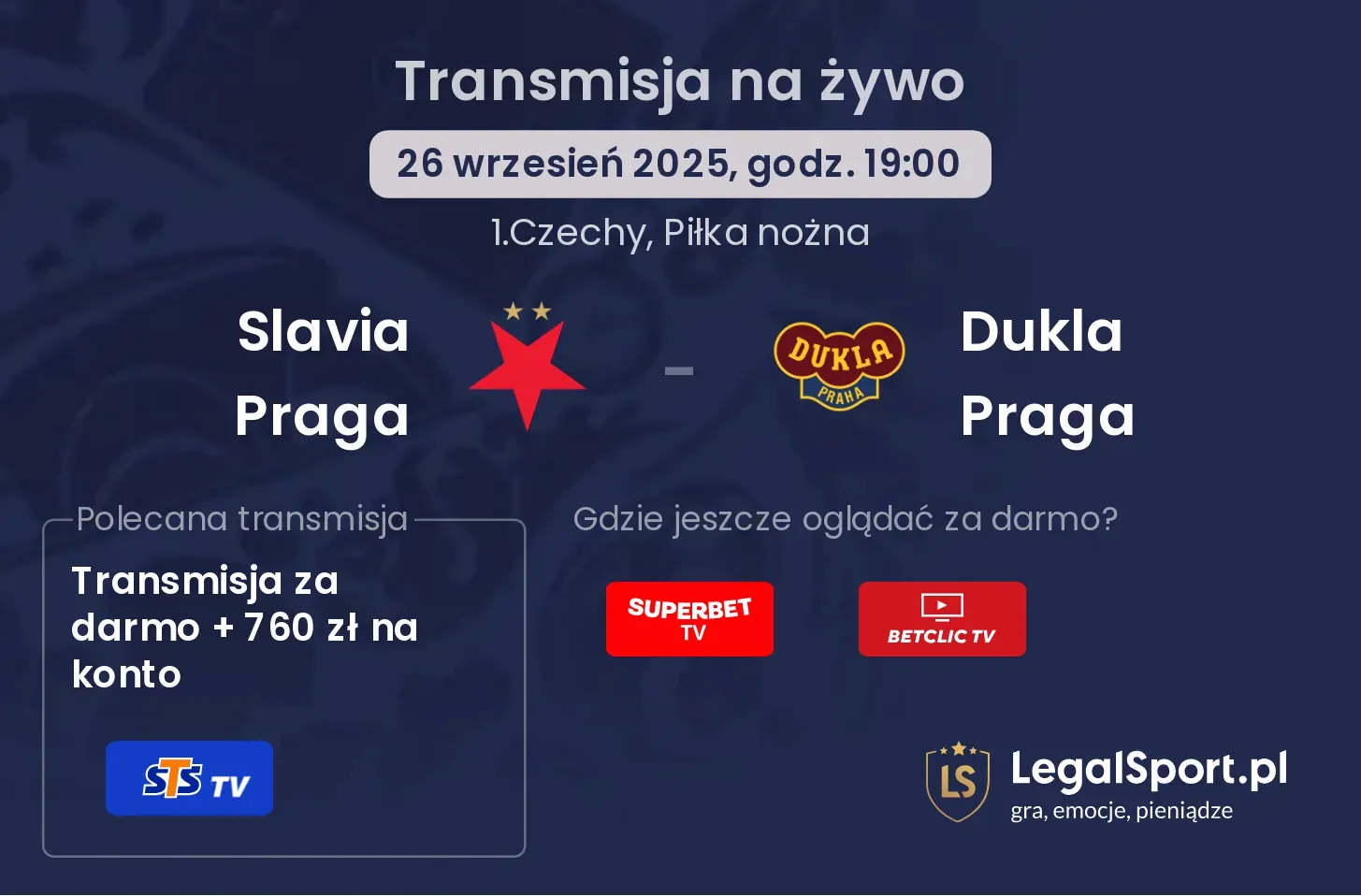 Slavia Praga - Dukla Praga gdzie oglądać?