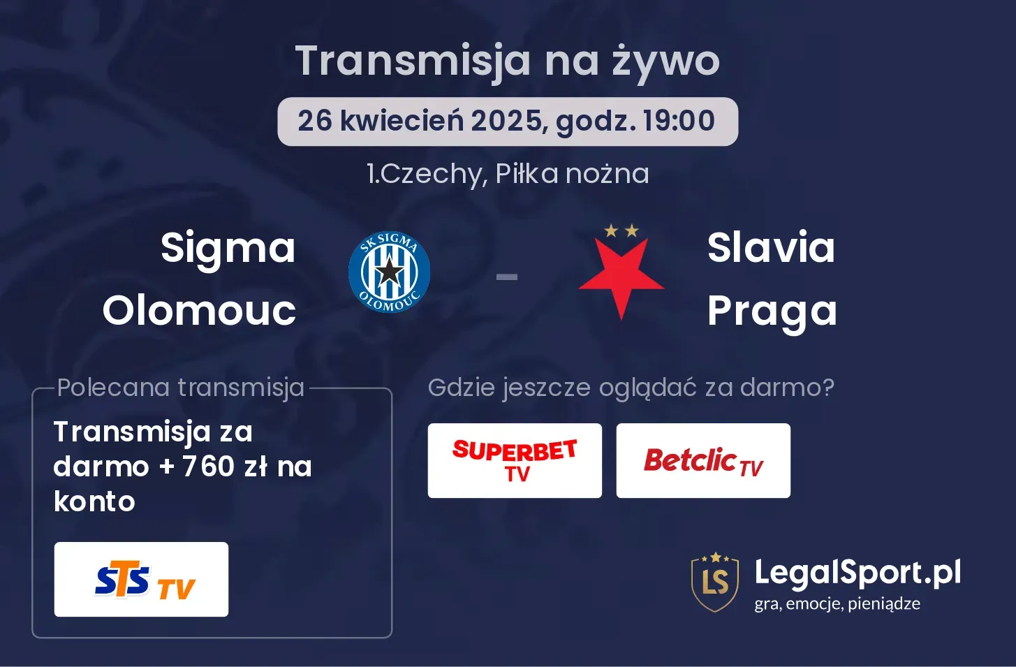 Sigma Olomouc - Slavia Praga gdzie oglądać?