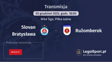 Slovan Bratysława - Ružomberok gdzie oglądać? (03.12)