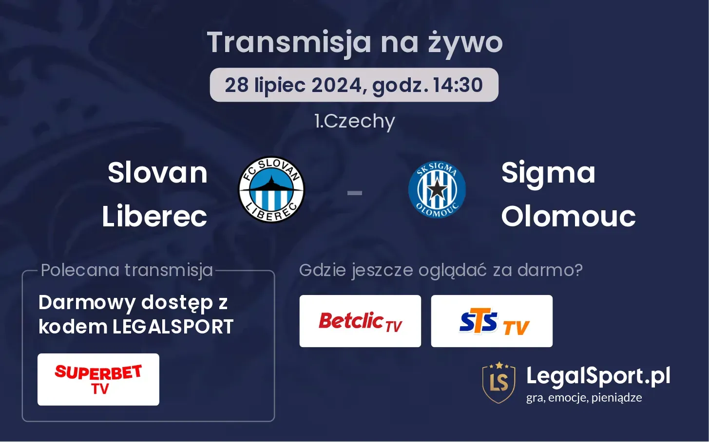 Slovan Liberec - Sigma Olomouc gdzie oglądać? Transmisja online za darmo (28.07, godz. 14:30)