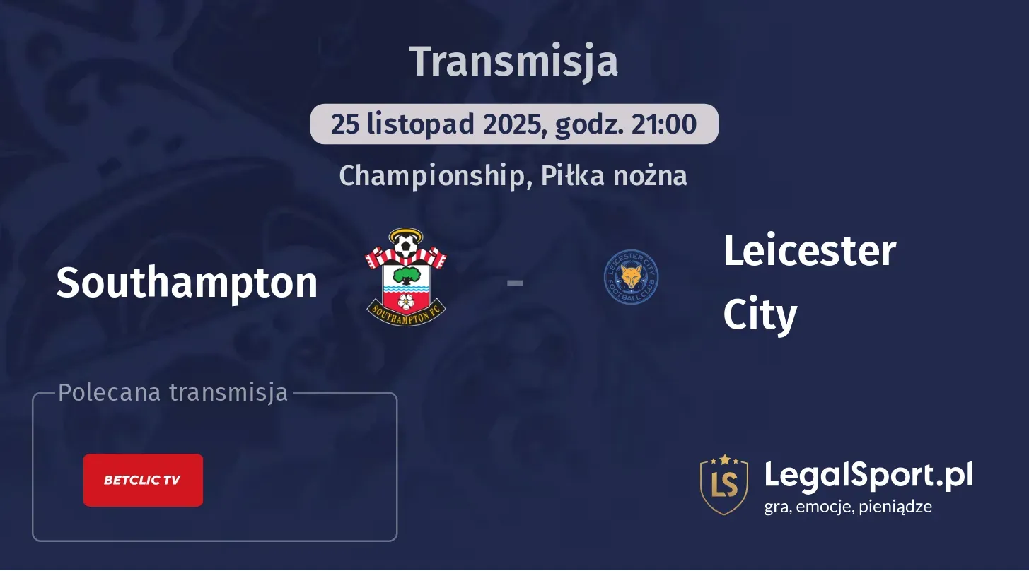 Southampton - Leicester City Transmisje