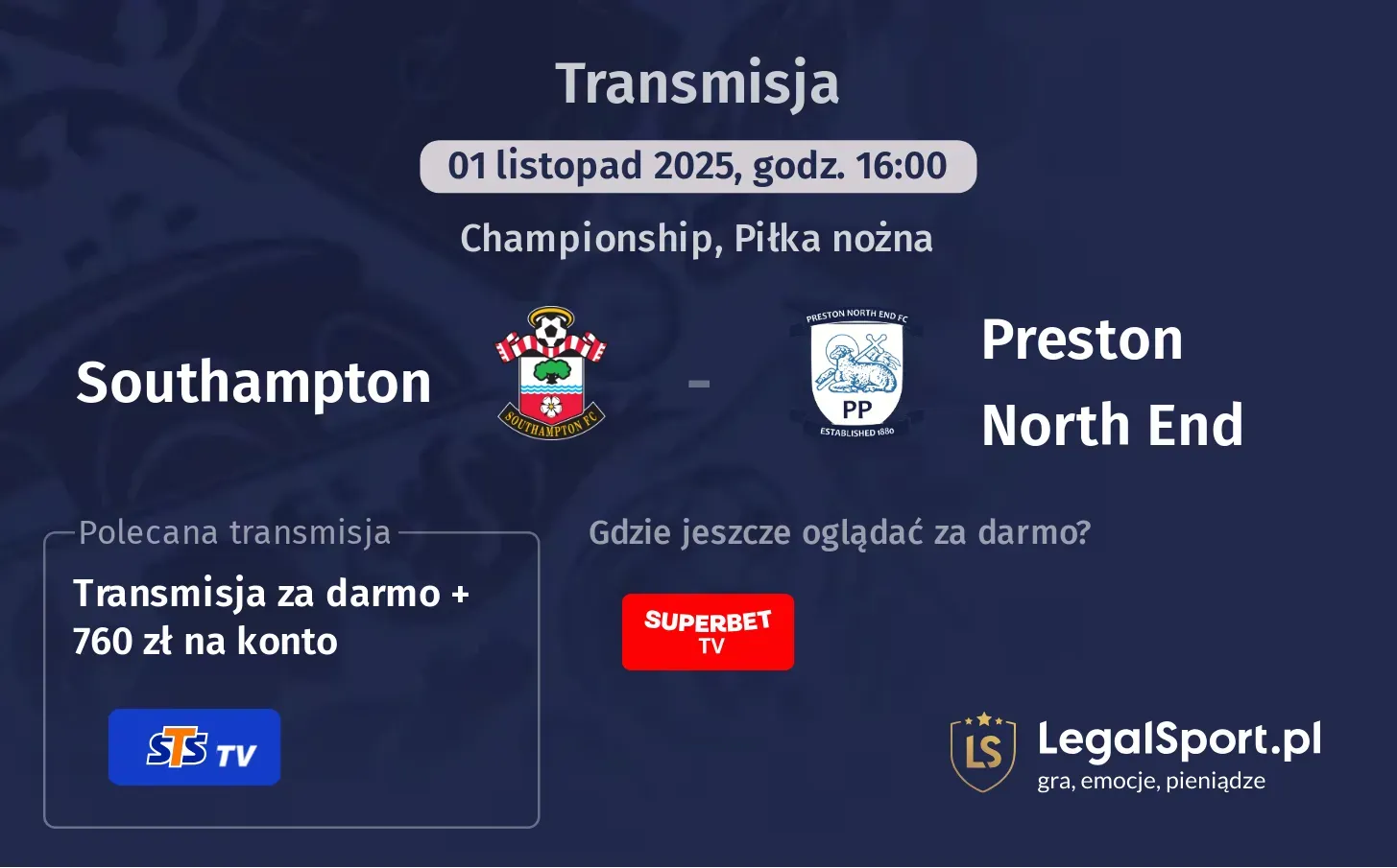 Southampton - Preston North End Transmisje