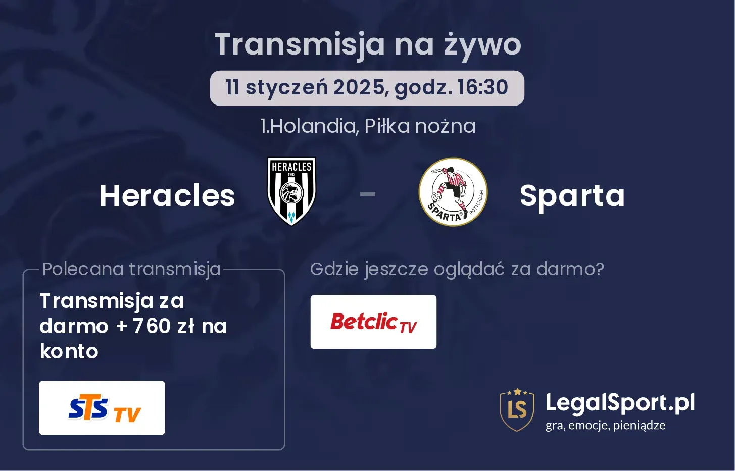 Heracles - Sparta gdzie oglądać transmisję?