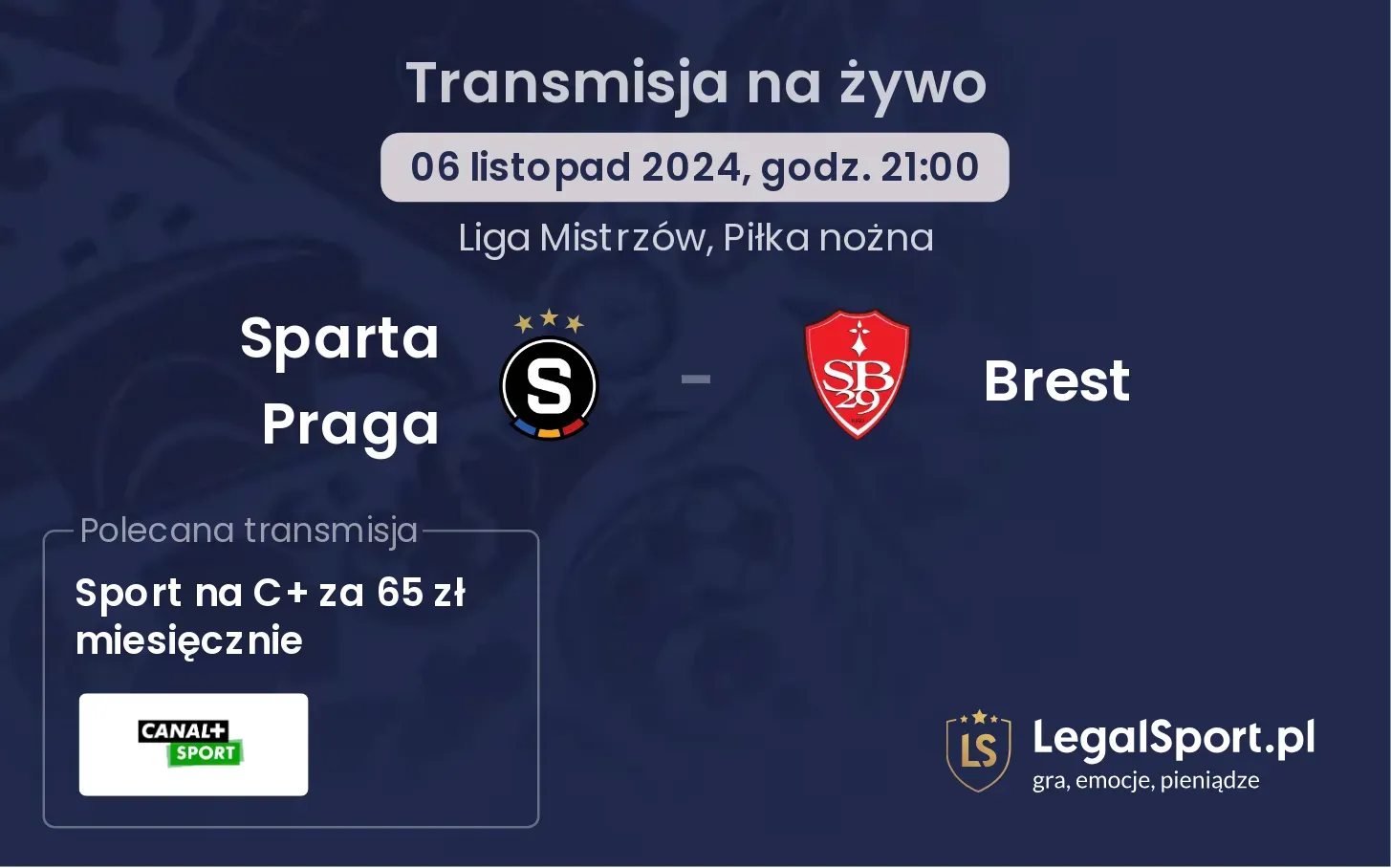 Sparta Praga - Brest gdzie oglądać? 06.11, godz. 21:00