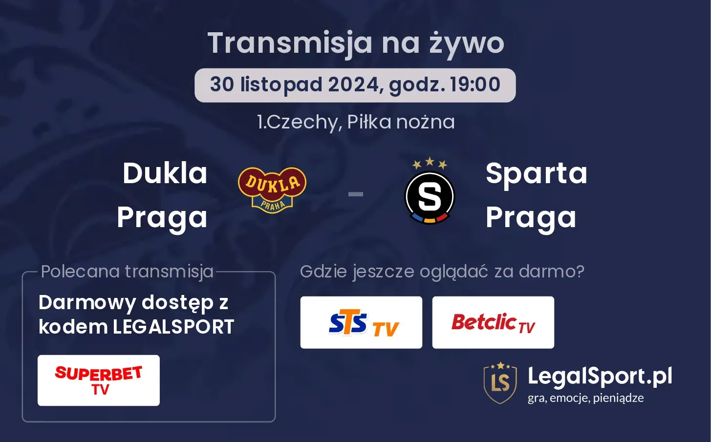 Dukla Praga - Sparta Praga gdzie oglądać?