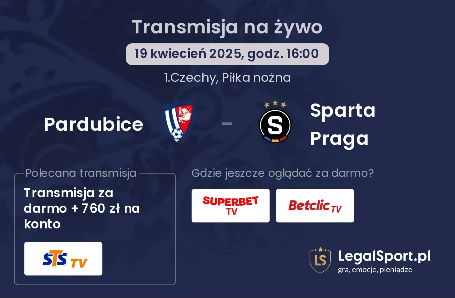 Pardubice - Sparta Praga gdzie oglądać?