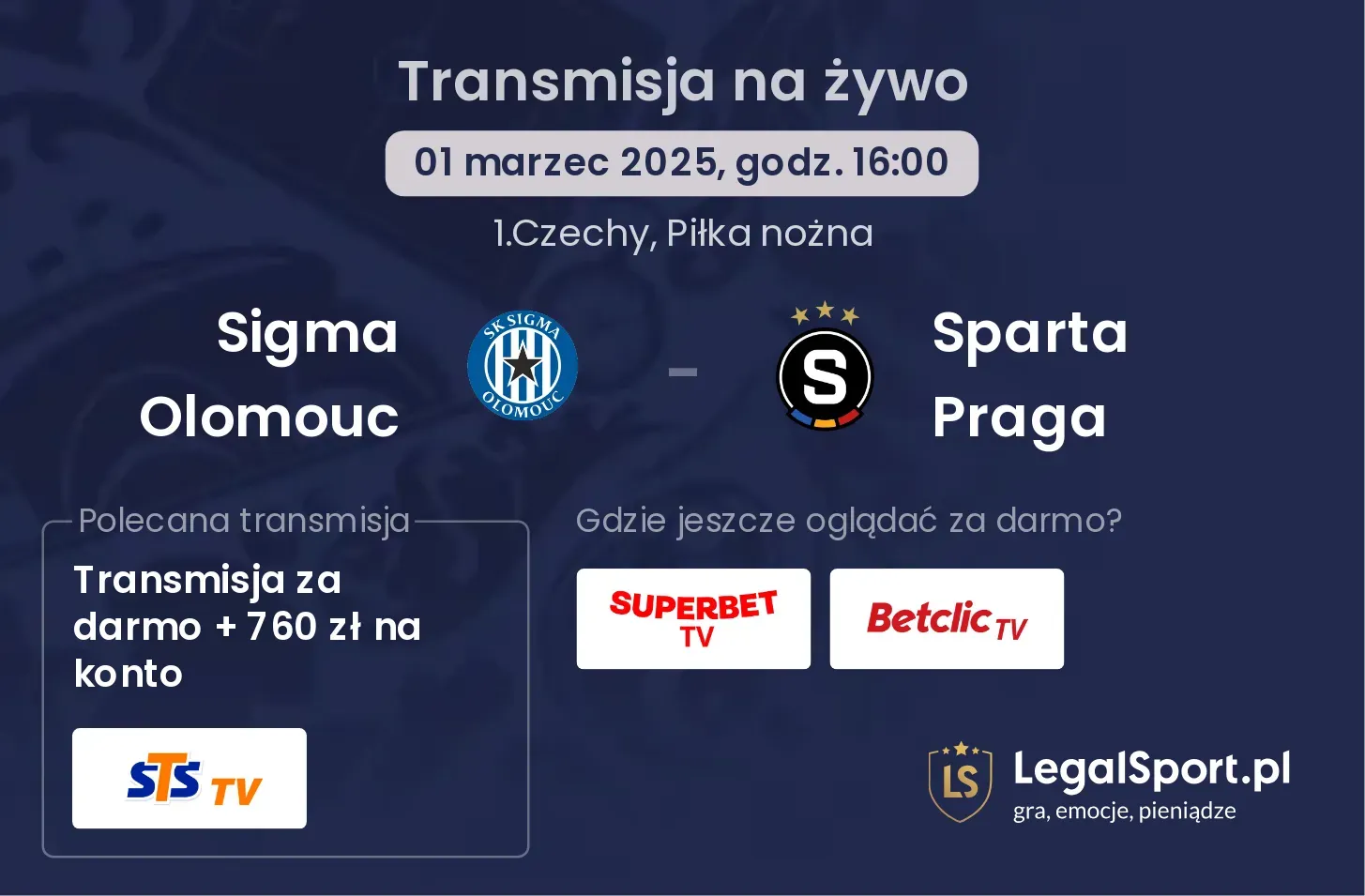 Sigma Olomouc - Sparta Praga gdzie oglądać?