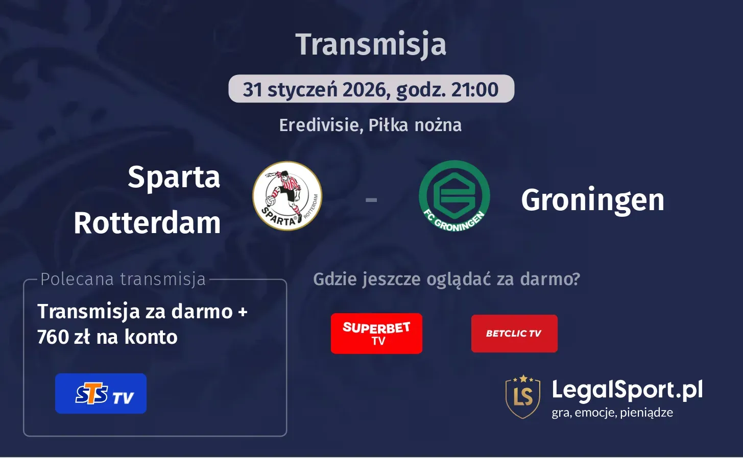 Sparta Rotterdam - Groningen Transmisje